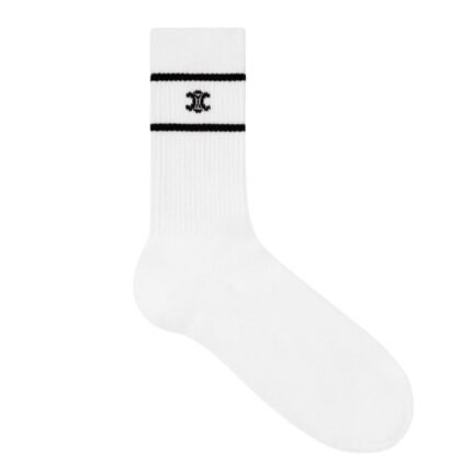 CELINE TRIOMPHE SOCKS IN STRIPED COTTON WHITE