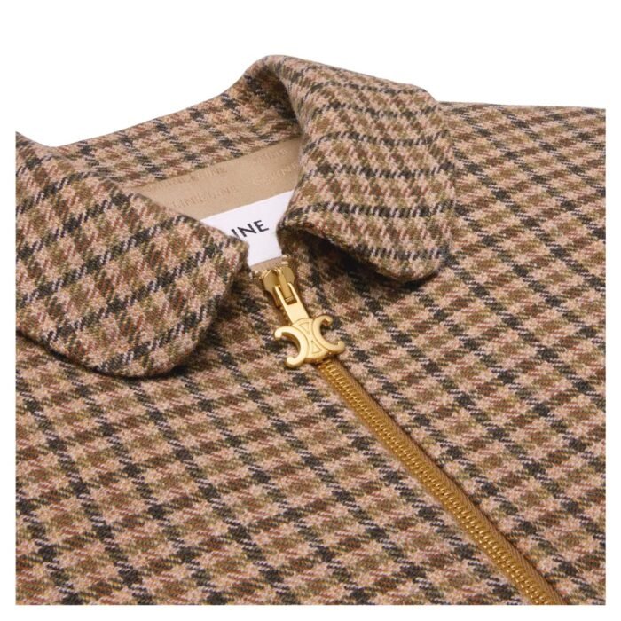 CELINE CHELSEA BLOUSON JACKET IN CHECK WOOL