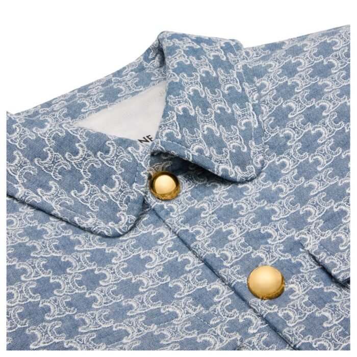 CELINE TRUCKER JACKET IN MONOGRAM CHAMBRAY COTTON