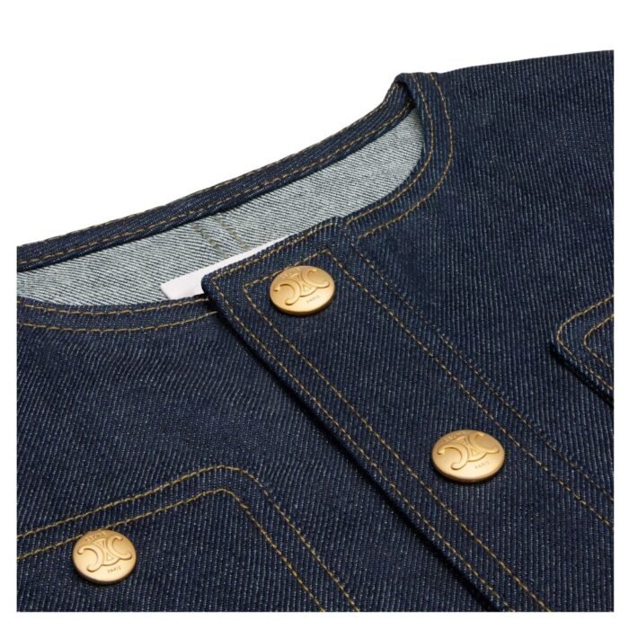 CELINE CROPPED JACKET IN RAW WASH DENIM