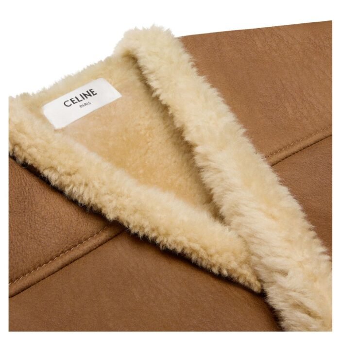 CELINE OVERSIZED SLEEVELESS JACKET IN CURLY LAMBSKIN