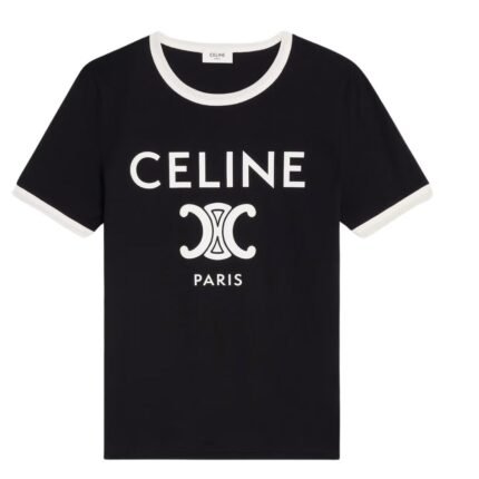 CELINE PARIS T SHIRT IN COTTON JERSEY OFF WHITE