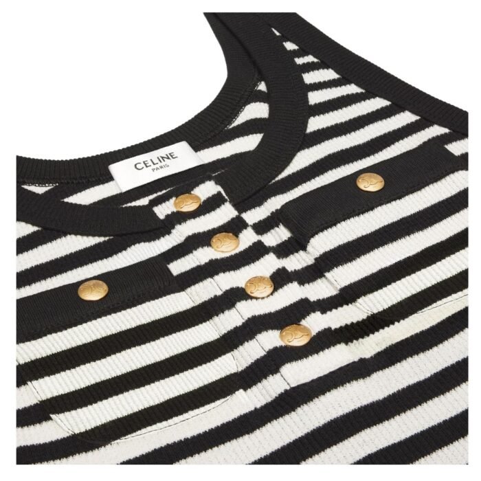 CELINE MARINIÈRE TANK TOP IN RIBBED COTTON JERSEY