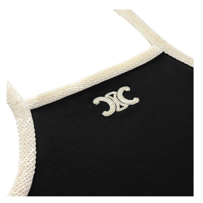 CELINE TANK TOP WITH TRIOMPHE EMBROIDERY IN COTTON JERSEY