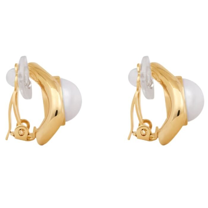 LES PERLES CELINE MAILLON EARRINGS IN BRASS WITH GOLD FINISH AND RESIN PEARLS
