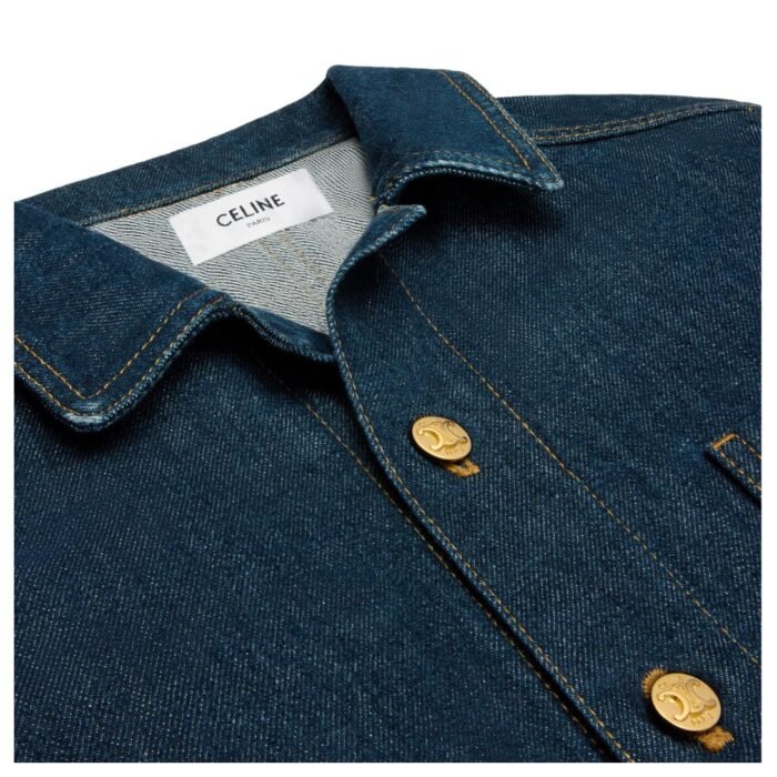CELINE WORKWEAR MINI DRESS IN RINSED WASH DENIM