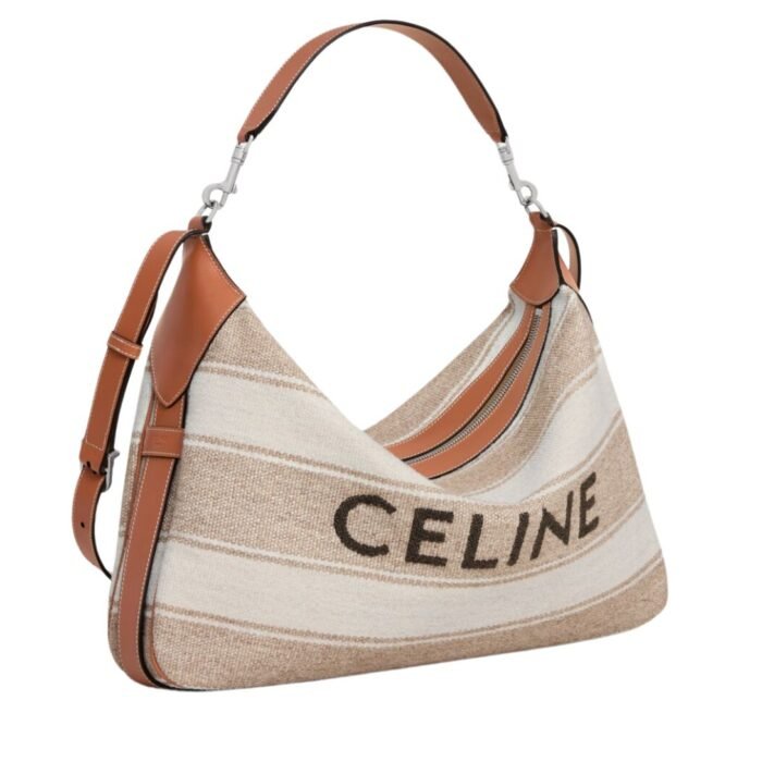 CELINE LARGE STRAP ROMY IN TEXTILE WITH JACQUARD AND CALFSKIN