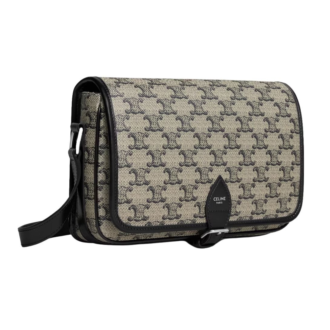 3 CELINE SMALL FOLCO MESSENGER IN TRIOMPHE CANVAS AND CALFSKIN BEIGE
