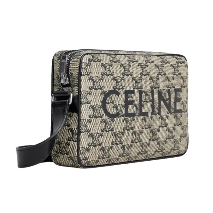 CELINE MEDIUM MESSENGER BAG IN TRIOMPHE CANVAS WITH CELINE PRINT BEIGE