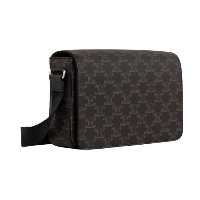 CELINE FLAP MESSENGER IN TRIOMPHE CANVAS AND CALFSKIN