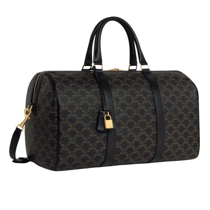 CELINE MEDIUM VOYAGE TRIOMPHE CANVAS AND CALFSKIN BLACK