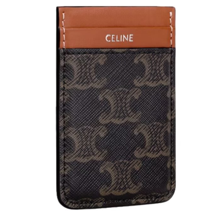CELINE MAGNET CARD HOLDER IN TRIOMPHE CANVAS AND CALFSKIN