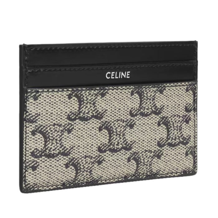 CELINE MEDIUM CARD HOLDER IN TRIOMPHE CANVAS AND CALFSKIN
