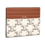 CELINE LARGE CARD HOLDER IN TRIOMPHE CANVAS AND CALFSKIN TAN