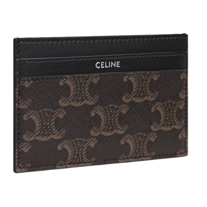 CELINE MEDIUM CARD HOLDER IN TRIOMPHE CANVAS AND CALFSKIN BLACK