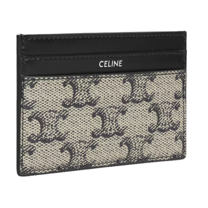 CELINE MEDIUM CARD HOLDER IN TRIOMPHE CANVAS AND CALFSKIN BEIGE