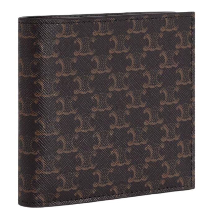 CELINE BI FOLD WALLET IN TRIOMPHE CANVAS BLACK