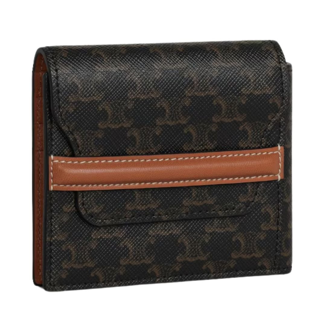 3 CELINE FLAP ORIGAMI WALLET IN TRIOMPHE CANVAS AND LAMBSKIN