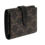 CELINE FINE STRAP WALLET IN TRIOMPHE CANVAS AND LAMBSKIN