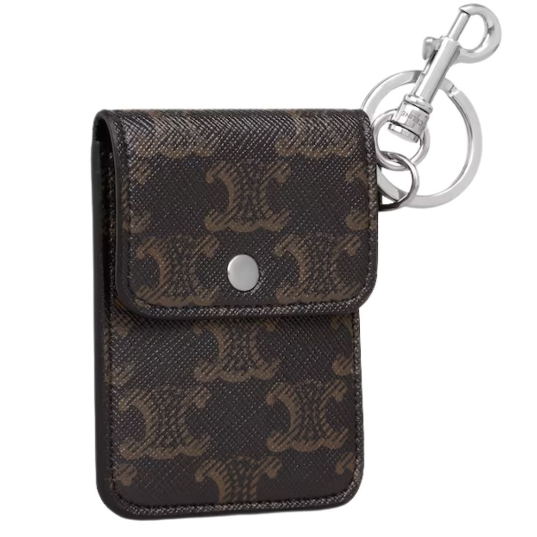 3 CELINE KEYRING FLAT CARD HOLDER IN TRIOMPHE CANVAS