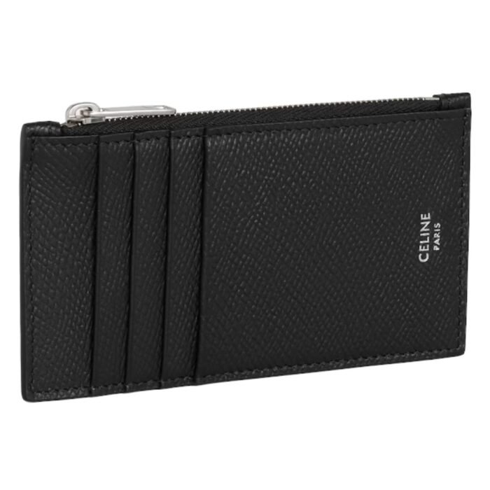 CELINE ZIPPED COMPACT CARD HOLDER IN GRAINED CALFSKIN
