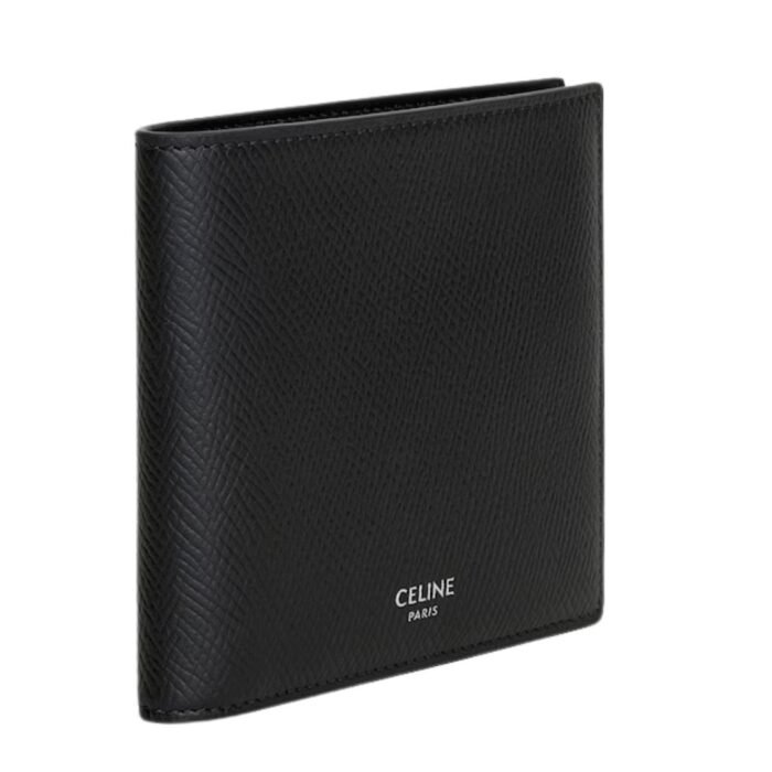 CELINE BI FOLD WALLET IN GRAINED CALFSKIN BLACK