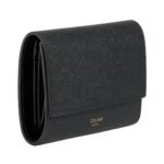 CELINE SMALL TRIFOLD WALLET IN GRAINED CALFSKIN BLACK