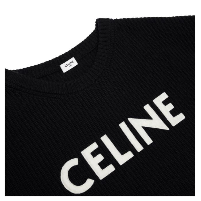 CELINE OVERSIZED SWEATER IN RIBBED WOOL BLACK