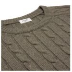 CELINE CABLE KNIT TRIOMPHE SWEATER IN CASHMERE TAUPE