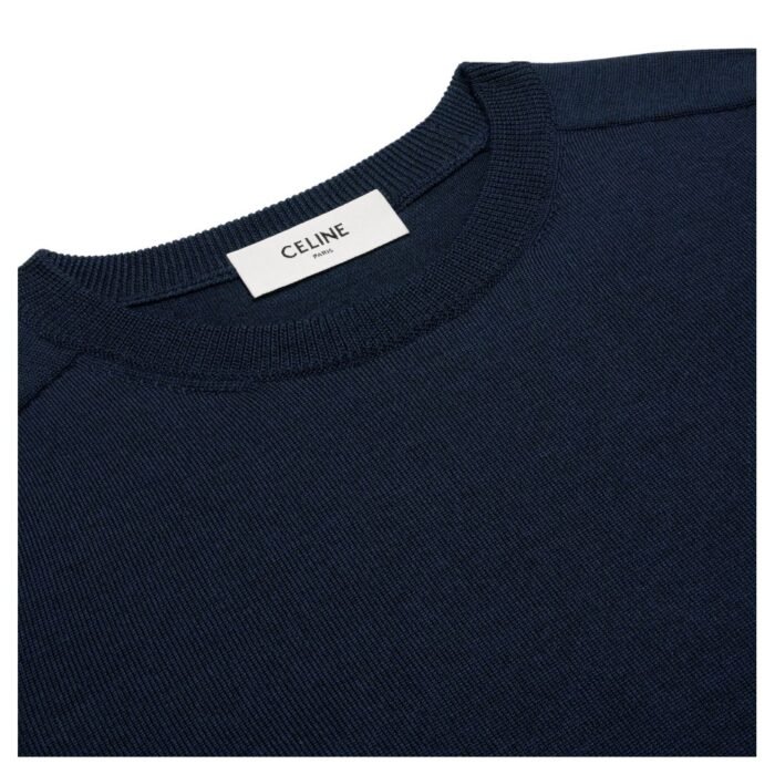 CELINE TRIOMPHE CREW NECK SWEATER IN WOOL NAVY