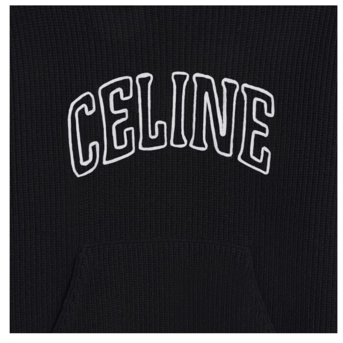 CELINE HOODED SWEATER IN RIBBED WOOL