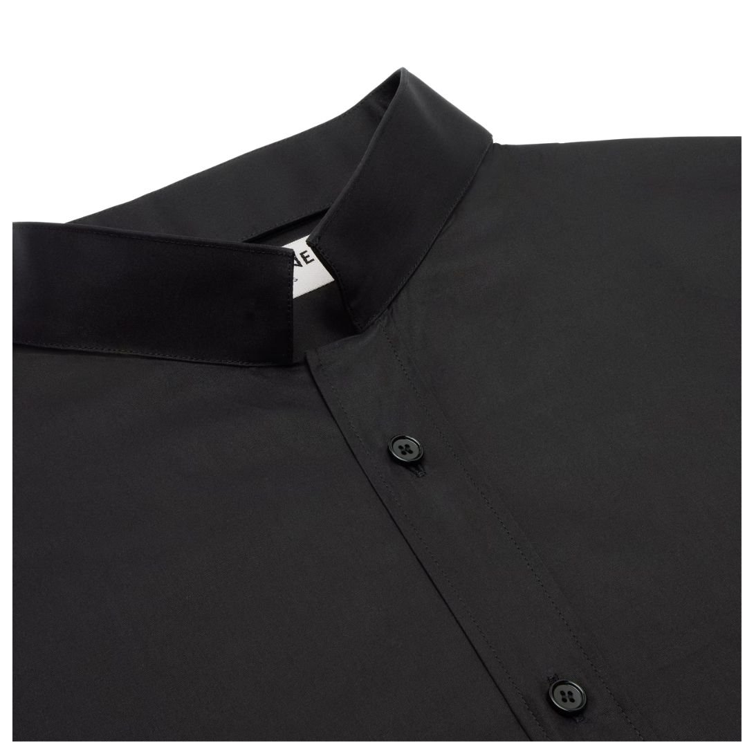 3 CELINE LOOSE SHIRT WITH INVERTED COLLAR IN COTTON POPLIN BLACK
