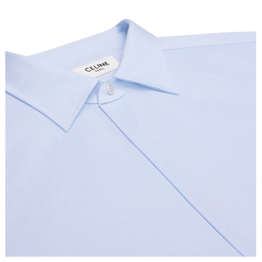3 CELINE LOOSE SHIRT IN COTTON POPLIN CIEL