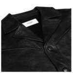 CELINE STRAIGHT CUT BLOUSON JACKET IN WAXED LAMBSKIN BLACK