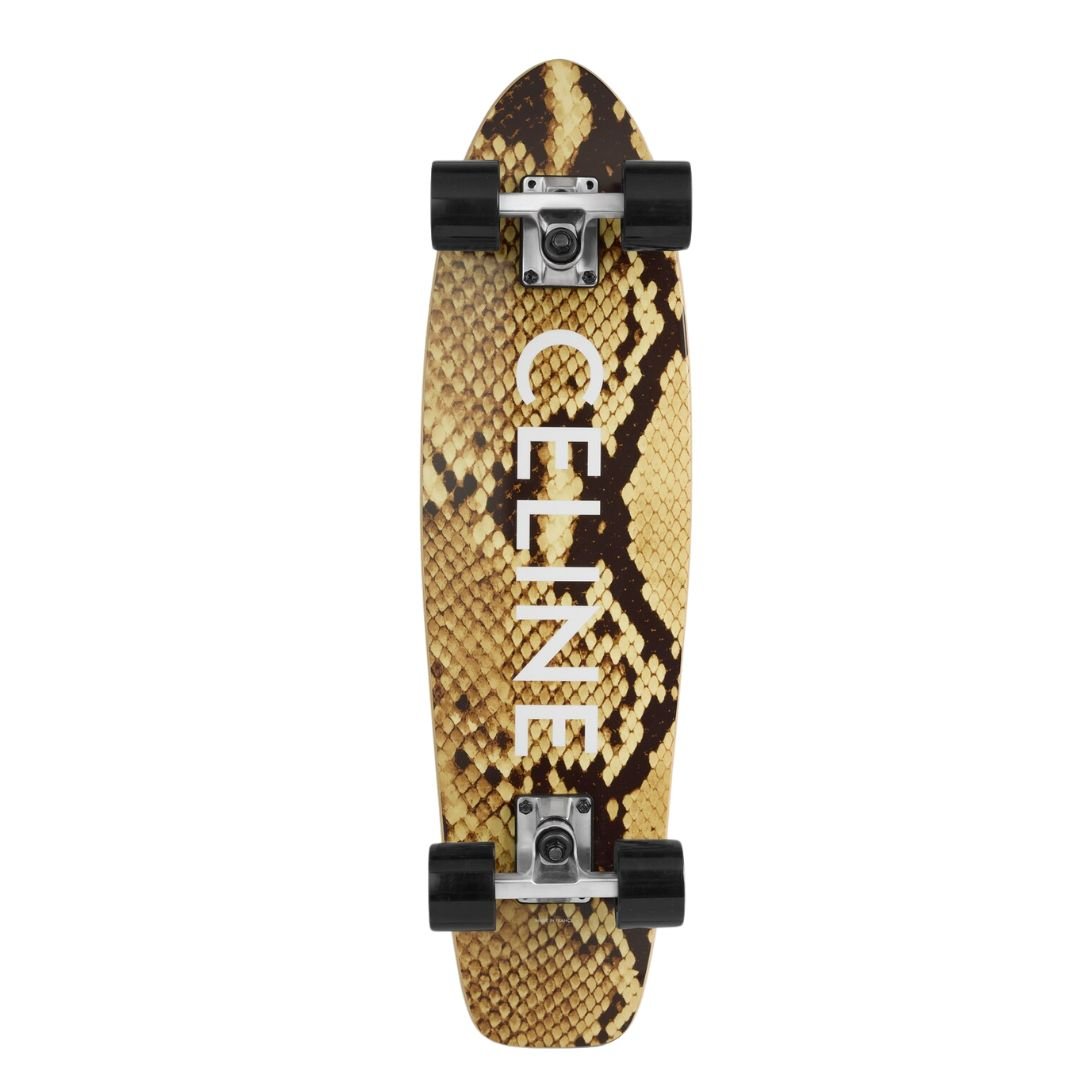 3 CELINE MINI CRUISER IN WOOD WITH PYTHON AND CELINE PRINT BEIGE-BLACK