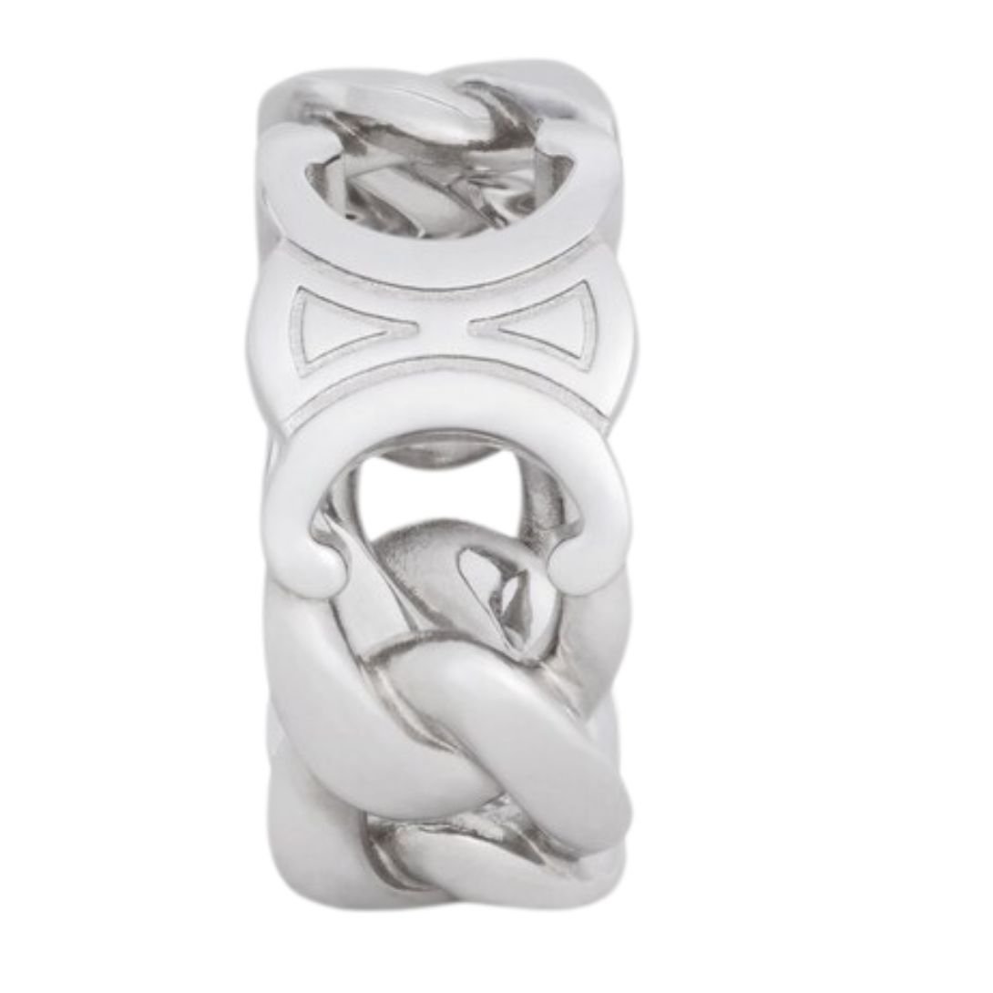 3 CELINE TRIOMPHE GOURMETTE RING IN BRASS WITH RHODIUM FINISH