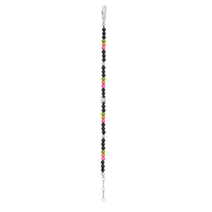 CELINE SAN ONOFRE TRIOMPHE BRACELET IN ONYX GLASS PEARLS AND BRASS WITH RHODIUM FINISH
