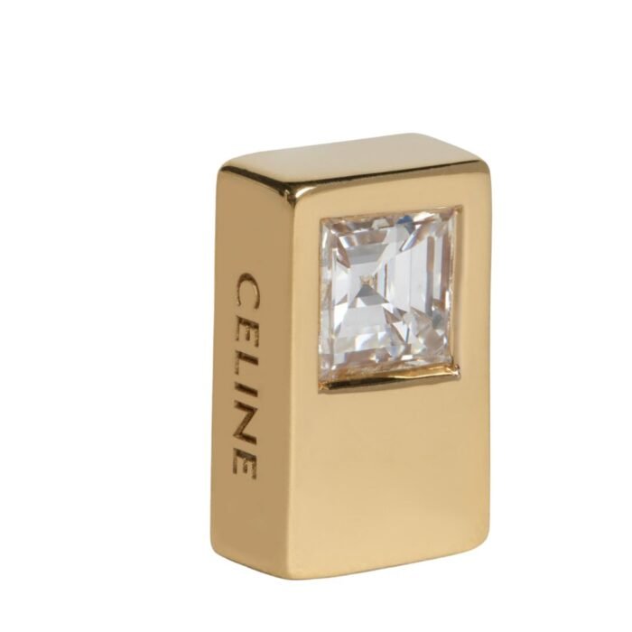 CELINE SENTIMENTAL DOUBLE SQUARE STUD IN YELLOW GOLD AND DIAMOND