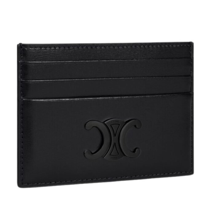 CELINE CARD HOLDER TRIOMPHE IN SHINY CALFSKIN BLACK-BLACK