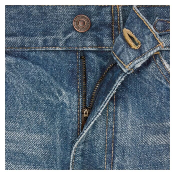 CELINE DYLAN FLARED JEANS WITH SIGNATURE IN UNION WASH DENIM