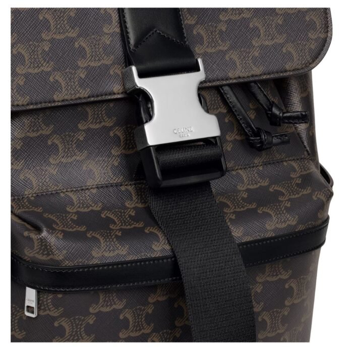 CELINE BACKPACK IN TRIOMPHE CANVAS AND CALFSKIN