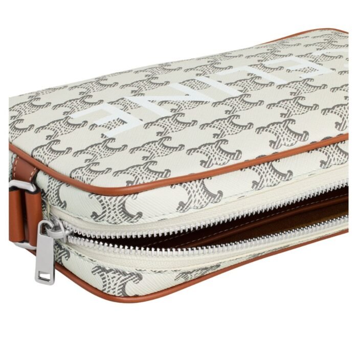 CELINE MEDIUM MESSENGER BAG IN TRIOMPHE CANVAS WITH CELINE PRINT TAN