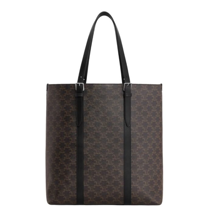 CELINE CABAS WITH BUCKLE IN TRIOMPHE CANVAS AND CALFSKIN