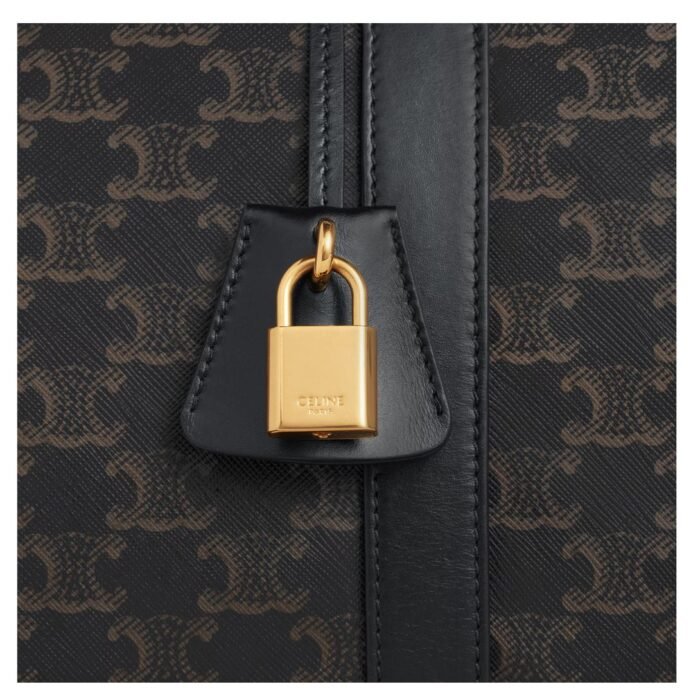 CELINE MEDIUM VOYAGE TRIOMPHE CANVAS AND CALFSKIN BLACK