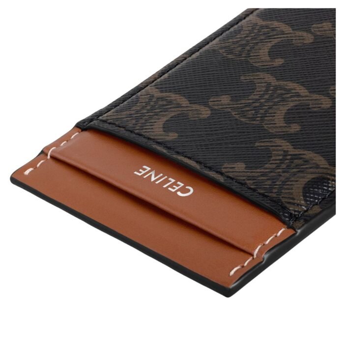 CELINE MAGNET CARD HOLDER IN TRIOMPHE CANVAS AND CALFSKIN