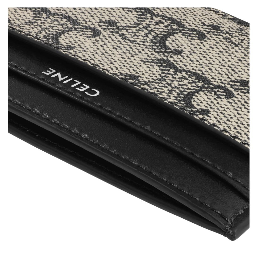 4 CELINE MEDIUM CARD HOLDER IN TRIOMPHE CANVAS AND CALFSKIN