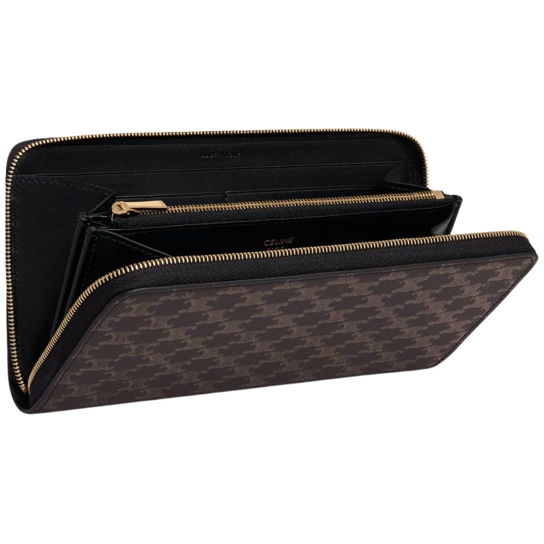 4 CELINE LARGE ZIPPED WALLET IN TRIOMPHE CANVAS BLACK