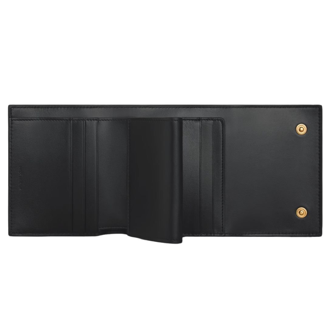 4 CELINE SMALL TRIFOLD WALLET IN GRAINED CALFSKIN BLACK