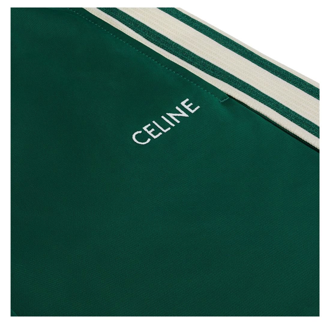 4 CELINE TRACKSUIT PANTS IN DOUBLE FACE JERSEY VERT BOUTEILLE-OFF WHITE