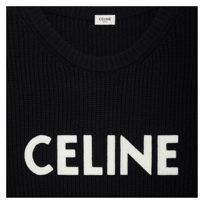 CELINE OVERSIZED SWEATER IN RIBBED WOOL BLACK